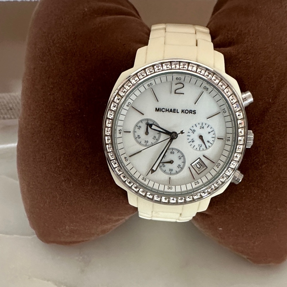 Michael Kors Ivory Watch with Crystal Bezel